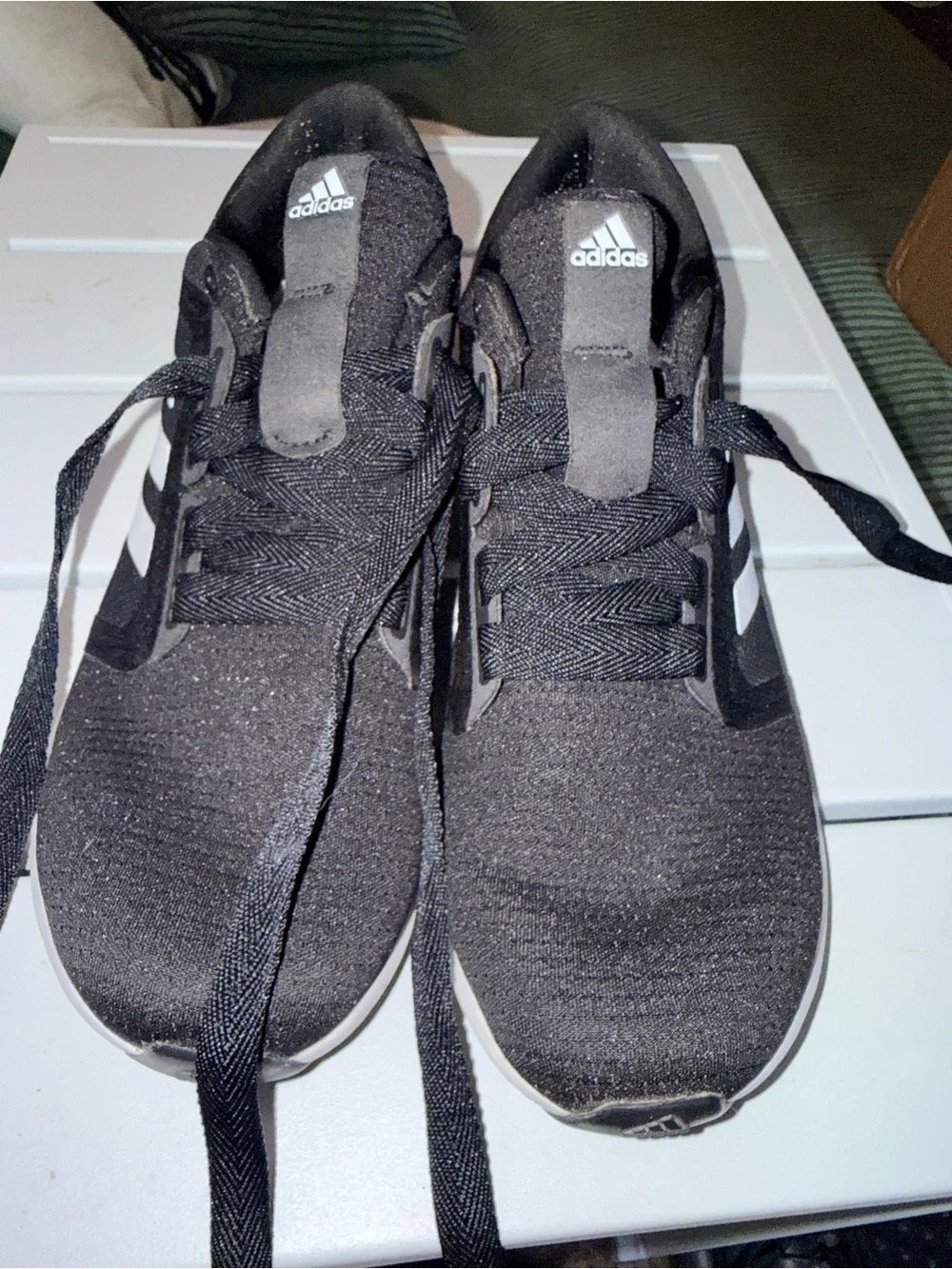adidas Black and White Knit Lace-Up Sneakers